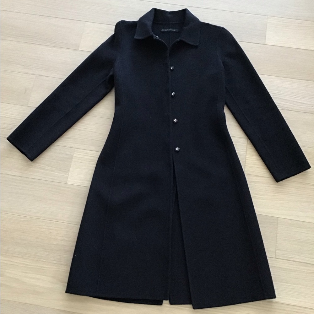 Elie Tahari black coat with snap buttons - Picture 2 of 6